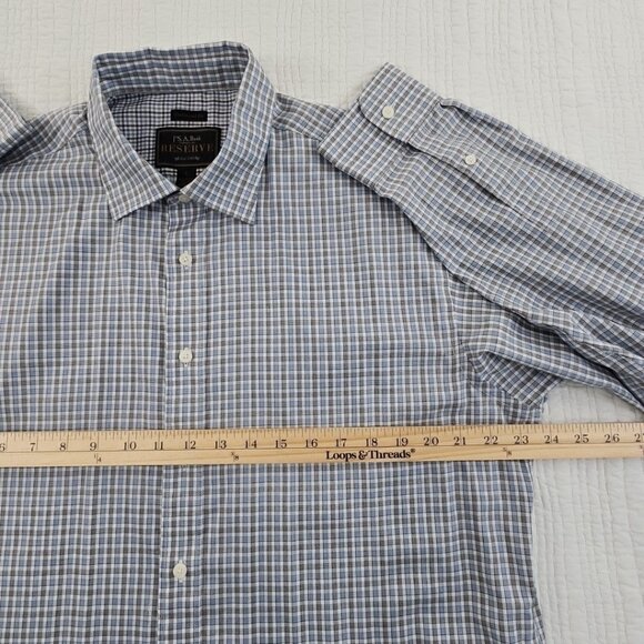 Jos A Bank Reserve Shirt Men's L Grey Blue Check EUC Egyptian Cotton Traditional - Picture 8 of 15